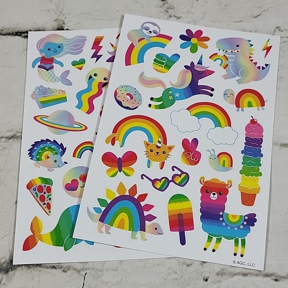 American‎ Greetings Scrapbooking Stickers Rainbow Animals Snacks Lot 2 Of Sheets
